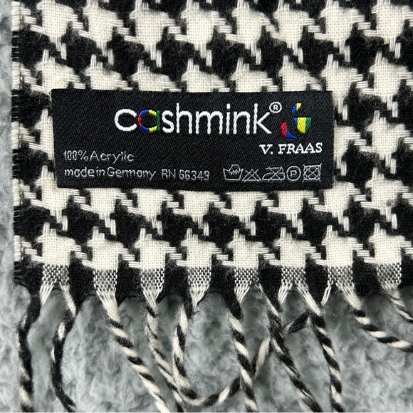 Cashmink V. Fraas Scarf Womens One Size Houndstooth Black White Winter - Picture 4 of 6